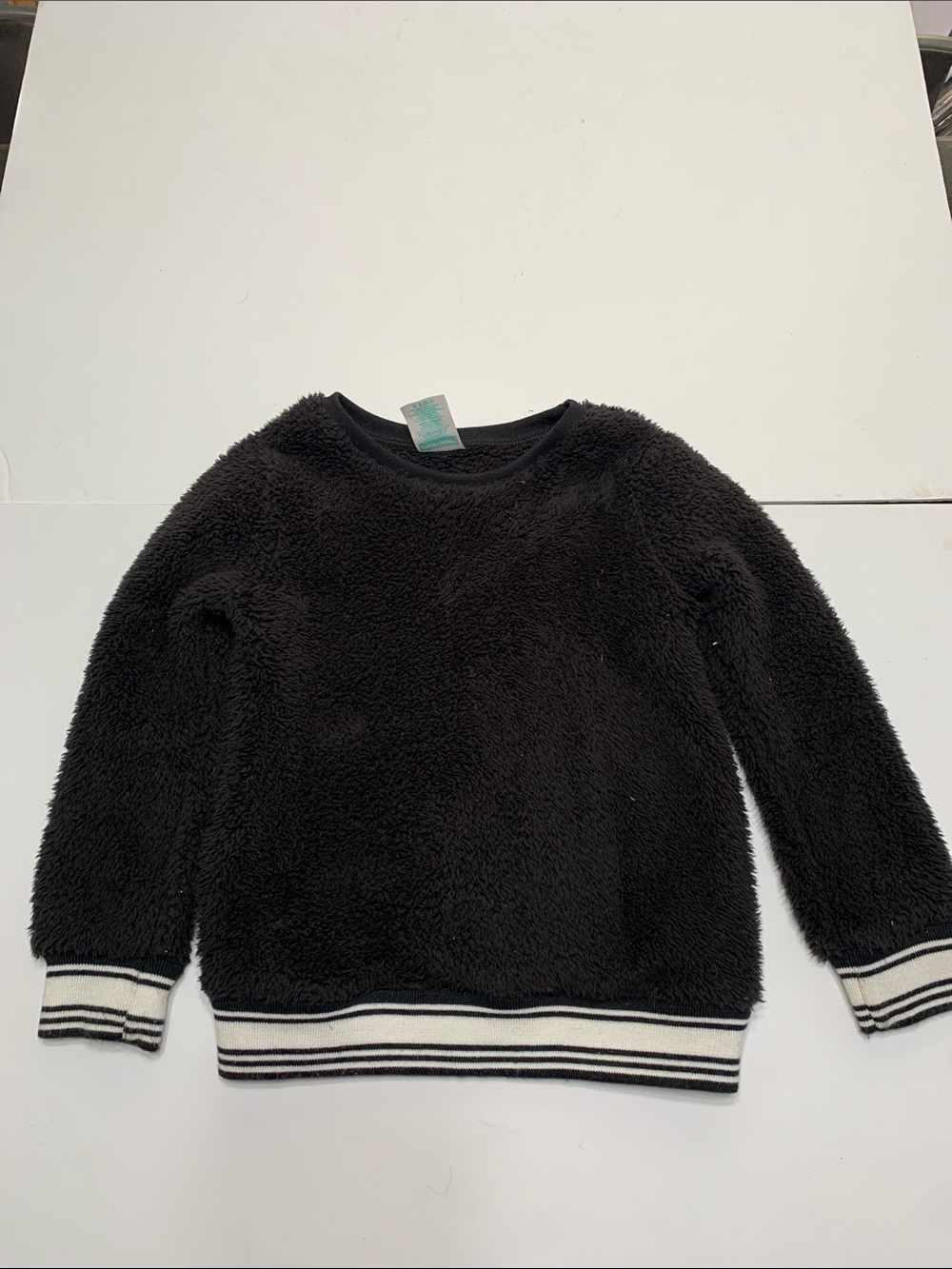 Garanimals Black Sherpa Sweatshirt with Striped Hem